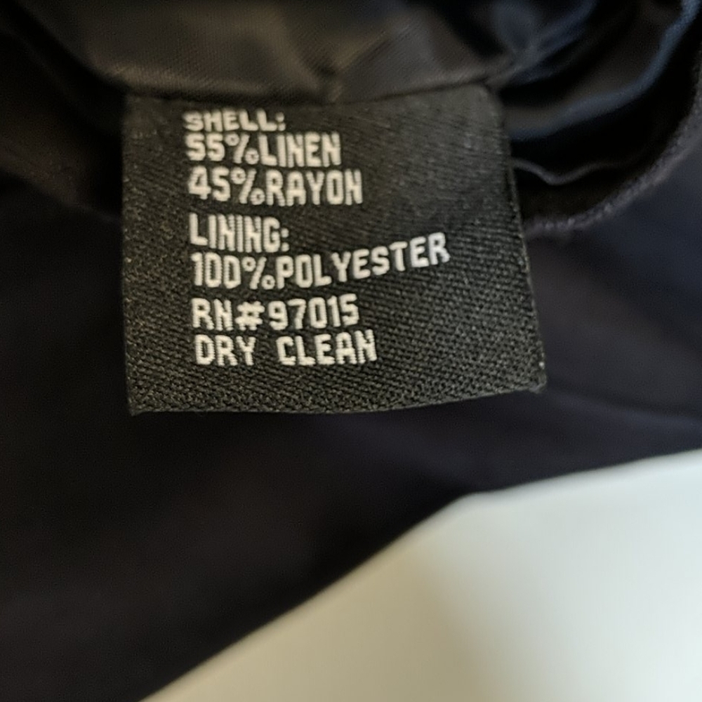 Larry Levine Double Breasted navy linen Blend peacoat - Picture 7 of 8